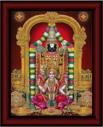saf Tirupati Balaji UV Textured Multi-Effect Painting Digital Reprint 14 inch x 11 inch Painting (With Frame)