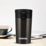Borosil Hydra Mocha Coffeemate 300 ml Stainless Steel Double Wall Vacuum Insulated Travel Mug | 8 Hours Hot & 14 Hours Cold