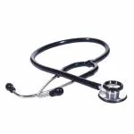 RCSP Aluminium Dual Head Stethoscope For Doctors And Medical Students, Light Weight Chest Piece With Flexible Latex Free Tube And Soft Sealing Ear Knobs (Black)