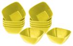 Kuber Industries Green Plastic Microwave Safe Square Katori Bowl Set ( 12)