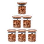 Femora Borosilicate Glass Jar with Golden Metallic Lid, Jars for Kitchen Storage - 600 ml/gm, Set of 6