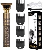 Profiline Waterproof Vintage -T9 Metal Hair Cutting Trimmer B1 USB charging 0mm Cutting Trimmer 60 min Runtime 0 Length Settings  (Gold)