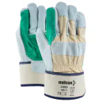 Mallcom C853 Canadian Leather Safety Gloves, Strong Grip, Knuckle Protection, Extra Reinforcement on Palm, Rubberized cuff, Constructions, Material Handling, Automobile, Size - L