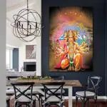 SURMUL Panchmukhi Hanuman Ji Multicolor PVC Laminated Self Adhesive Wall Sticker 18 inch