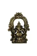 Bhimonee Decor Copper Patina Antique Finish Handmade Prabhavali Ganesha Idol 3.75 inch (350g)