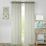 Blissful House Set of 2 Sheer Curtains Panels 8 Ft Long (96 Inch, Golden) Solid Polyester Light Filtering Transparent Drapes with Stainless Stell Eyelet for Bedroom and Living Room @Golden 8