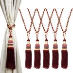 Kuber Industries Tassel Set | Curtain Tie Back Tassel Set | Curtain Holder Tieback | Curtain Tieback | Curtain Holder for Home & Office Décor | Moti Kit Pit Tassel | Pack of 6 | Maroon