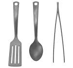 KNMSTORES Spoon Turner Tweezers Set for Kitchen Use Kitchen Utensil Set Non-Stick Kitchen Cookware Utensil 3Peice Utensil Set Serving Spoon Tong Set A10