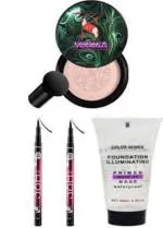 SUNISA BB and CC Cream Foundation With Mushroom Head Air Cushion Puff 20g and 1 Foundation Illuminating Base Primer with 2 Eyeliners - (Pack of 5)