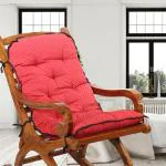 Faburaa Rio Soft & Relaxing Cotton Seat Cushion for Patio Chair Rocking Chair 24x50 Inch (Red)