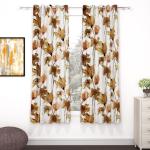 Story@Home Nature Collection Floral Printed Eyelet 2 Pc Window Curtain Door Curtains for Living Room Bedroom and Office, (5 Feet, Off White & Brown )