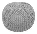 Home Streak Grey Round Cable Style Dori Pouf 20 Dia x 14 High