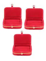 atorakushon Velvet Jewellery accessories Vanity Storage Earrings Studs Box Ring Box For Women's Pack of 3 Maroon