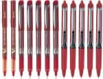 Pilot Hi-Tecpoint V7, V7 Grip and V7 RT Fine Point Liquid Ink Pen | Tip Size - 0.7 MM | Unique Dimple Tip Technology | Ink Colour - Red - 2 V7, 5 V7 Grip and 5 RT | Pack of 12