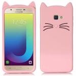 Indiacase Samsung Galaxy A7-2016 Pink Slim Silicone, Rubber Cat Design, Wireless Charging Compatible Cases & Covers, Display Size-12 mm, 14 x 7 x 5 mm