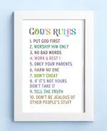 Elben Creatives - God's Rules (The Ten Commandments) Children Bible Verses Frames/Christian Gift for Children(42x30cm)