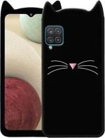 Mcase Black Rubber, Silicon Back Cover For Samsung Galaxy F22 (Model - Cat Kitty - 33365)