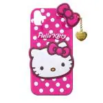 Coverage Rubber Kitty with Cat eye Latkan Case Back Cove for SAMSUNG A04 - SM-A042F - Dark Pink