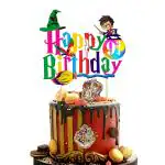 Zyozique 1 PCS Hari Pottar Happy Birthday Multicolor Cake Topper Hari Pottar Inspired Cake Pick Decorations for Hari Pottar Theme Birthday Party Supplies