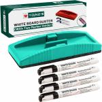 SHELFKING Non Magnetic Premium Whiteboard Duster And Marker| Dry Erase Whiteboard Eraser for Erasing Whiteboard Marker or Chalkboard Writing - (Pack of 01 Duster And 4 Marker, Multicolor) Dusters (Set of: 5, Multicolor)