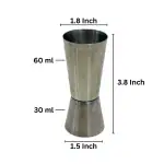 HMTradelink Stainless Steel - Jigger/Peg Measure Glass 30/60 ml (Round & Tall) | Barware