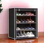 CMerchants 4 Layer Black DIY Collapsible shoe stand