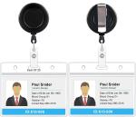 Shining Zon Single Side PVC Card Holder Badge Transparent for School Institute Office use for Horizontal With Black Yoyo Clip - Pack of 20