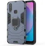 MONKISH Vivo Y12 Blue Plastic, Thermoplastic Polyurethane 360 Degree Metal Rotating Ring Kickstand Holder Armor Shockproof Case Cover|Mobile Cover|Mobile case|Flip cover