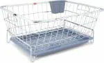 LIMETRO STEEL Dishwasher Safe Silver Stainless Steel Dish Drainer Basket With Water Tray and Spoon Holder