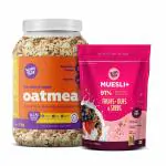 Yoga Bar Muesli - Fruits, Nuts & Seeds, 700g | 100% Rolled Oats 1 kg | Premium Golden Rolled Oats, Gluten Free Oats with High Fibre, 100% Whole Grain, Non GMO | Healthy Food | Combo