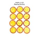 OM Phool Batti Ready to Use Terracotta Wax Free Clay Yellow Cow Ghee Diya Filled with Cow Ghee and Hand Made Cotton Wick for Puja - Pack of 36 Pcs. (Height: 2.3 CM)