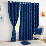 Story@Home BLACKOUT FOIL Polyester Window Curtain, Criss Cross Pattern , Blue, Window - 5 feet