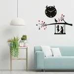 mysticoal Radha Krishna Tree Acrylic Wall Clock, Designer Wall Clock for Home, Living Room, Bed Room, Kitchen, Office, Hall, Decor