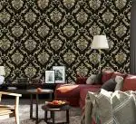 OREN EMPOWER Black And Gold PVC Vinyl Retro Structured Pattern Waterproof Wallpaper 45x330 cm