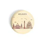 Dhcrafts Brown Metal Kolkata Printed Fridge Magnet, 5.8 Cm