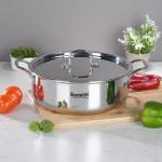 Sumeet Cook Smart TriPly Steel-Aluminium-Steel - 3 Layers Casserole / Biryani Pot / Stock Pot With S.S. Lid- 5.2Ltr - 26Cm, Silver