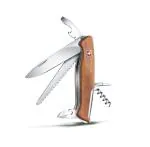 Victorinox Swiss Army Knife - Recipient of the Red Dot Award for Product Design -Ranger Wood 55 - 10 Functions, Multitool, Brown - 130 mm