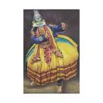 SHASWAT ART Dancing Kathakali Sparkle Coated Self Adhesive Wallpaper Without Frame Digital Reprint 24 inch x 36 inch Painting