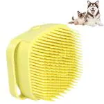 Sage Square Dog Bath Brush, Soft Silicone Rubber Dog Grooming Brush Pet Massage Brush Shampoo Dispenserfor Short Long Haired Dogs and Cats Washing Shower