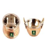 KROWN Steel Copper Set of 1 Dish Serving Handi 350 ML with 1 Kadhai/Wok 300 ML