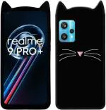 Xykos Black Rubber Silicon Cat Kitty Billi Cartoon Ear Design Back Case Cover for Realme 9 Pro Plus 5G