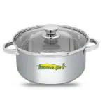 Home Pro Black Stainless Steel Cooking Pot with Glass Lid 18 cm(Pack of 1)