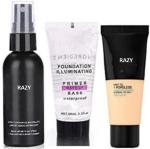 RAZY Face Makeup Set Of Makeup Fixer, Base Primer & Foundation For Women & Girls (3 Items in the set)