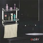 GLOXY ENTERPRISE 2 Layer Shelf with Towel Rod Stainless Steel Bathroom Shower Shelf Bathroom Organizer (Silver, Size -16 inch)