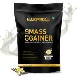 NAKPRO Gold Mass Gainer Powder | 21g Protein, 68g Carb | Muscle Support Protein Powder (1 Kg, Vanilla)