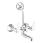 ZAP Silver Brass Wall Mixer with Telephone Shower Arrangement 15 x 16 inch