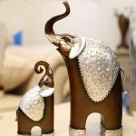 FRIZKA Home Decor | Original Handmade Cartoon Mother Elephant Figurines (Set of 2) Resin I Modern Home Decor (Original) with Premium Finishing Quality