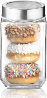 JIGSHTIAL Airtight Silver Glass Cereal Dispenser 1000 ml