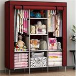 TINNITUS Royald Pp Red Do-It-Yourself 8-Shelves Collapsible Wardrobe(Red)