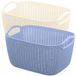 Kuber Industries Cream, Grey Plastic Unbreakable Flexible Storage Baskets With Handles ( 2)